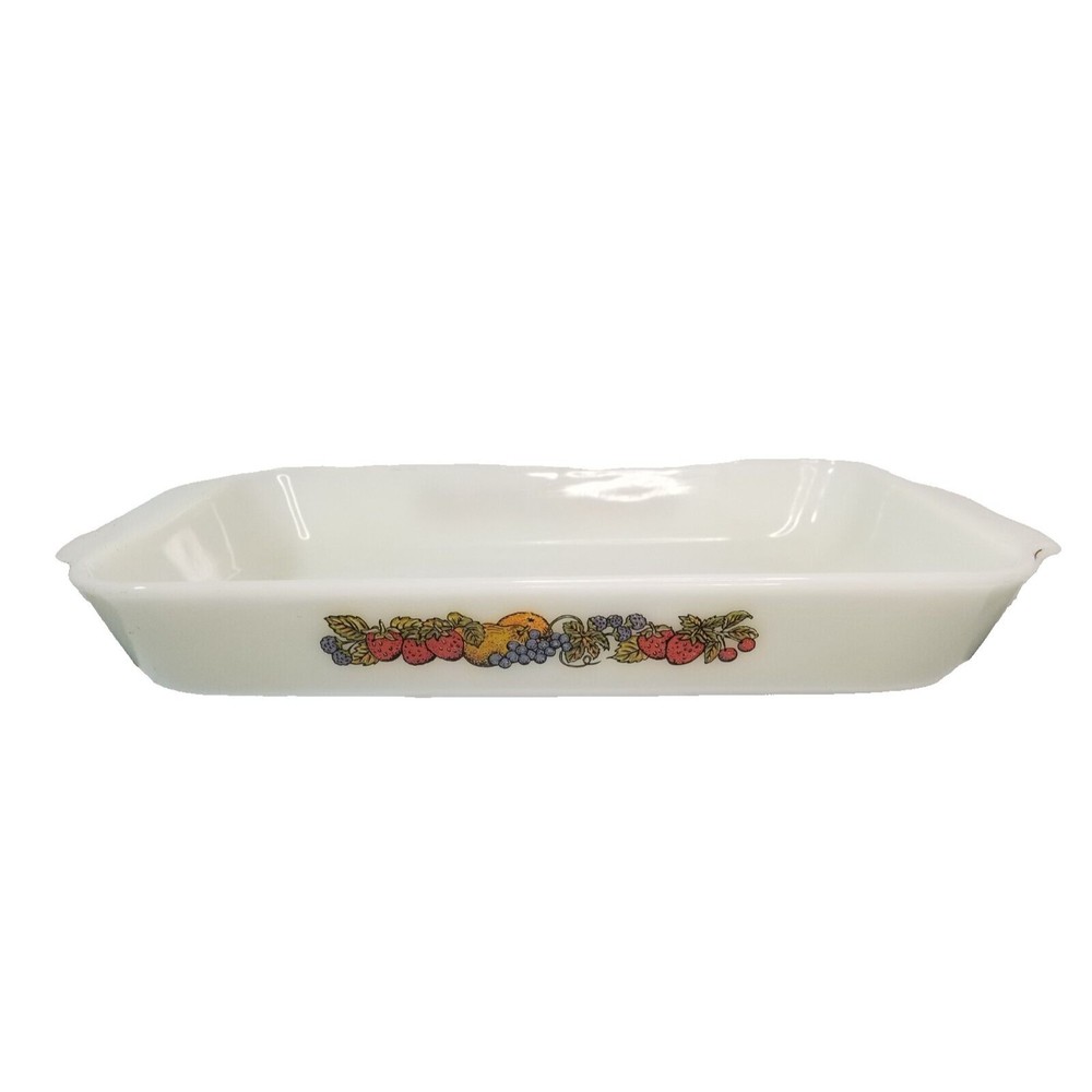 Vintage Anchor Hocking Fire King Nature's Bounty 1.5 Qt Rectangle Casserole Dish